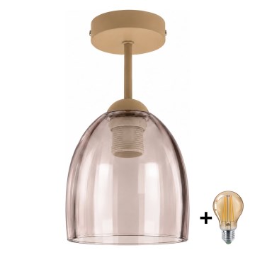 BRILAGI - LED накладная люстра RETRO GLASS 1xE27/60W/230V диаметр 17 см бежевая/дымчатая бежевая