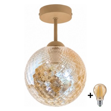 BRILAGI - LED Накладная люстра RETRO GLASS 1xE27/60W/230V Ø 17 см бежевый/дымчато-бежевый