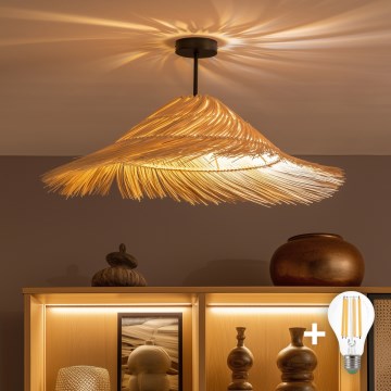 Brilagi - LED накладная потолочная люстра CERIA BOHO 1xE27/60W/230V диаметр 70 см черная/бежевая