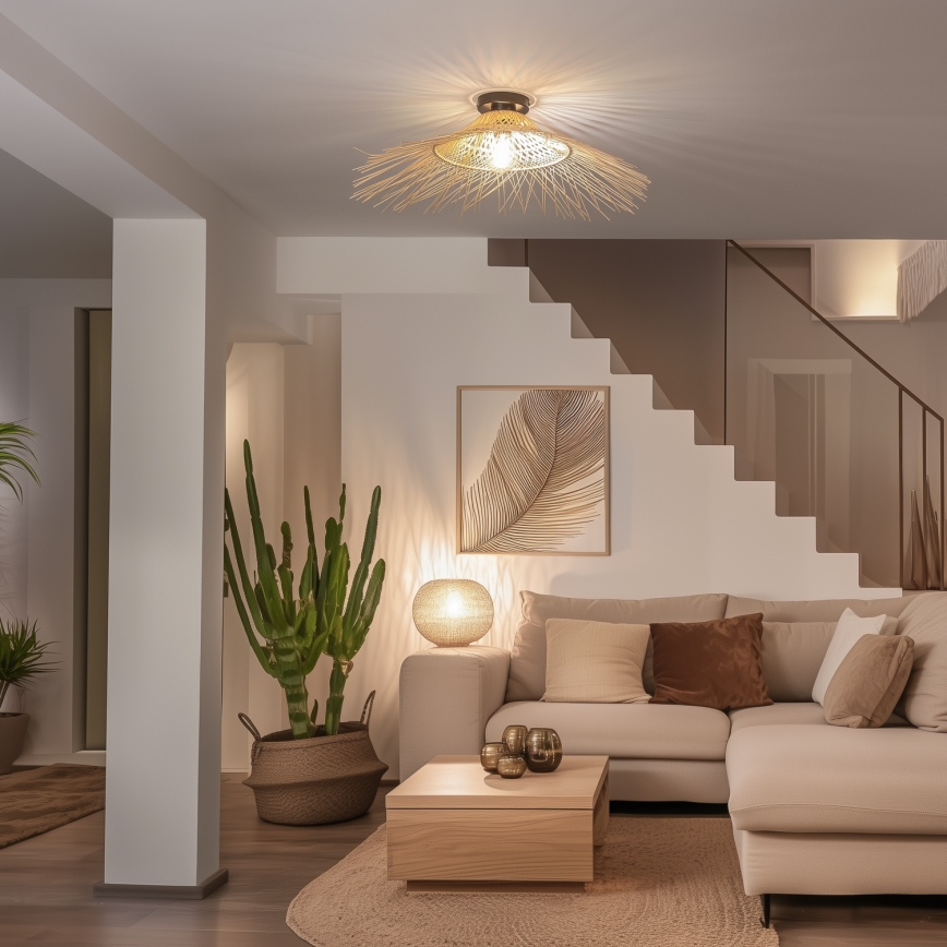 Brilagi - LED накладной потолочный светильник CERIA BOHO 1xE27/40W/230V, диаметр 100 см, бамбук