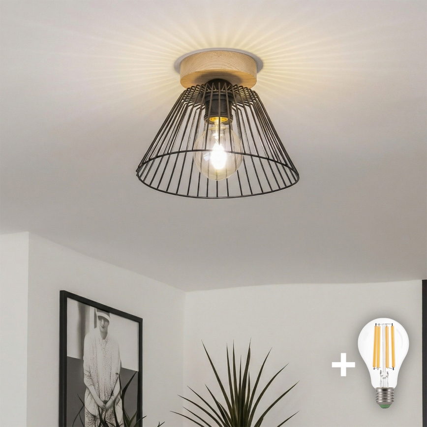 Brilagi - LED накладной потолочный светильник CERIA WIRE 1xE27/40W/230V диаметр 21 см черный/дуб