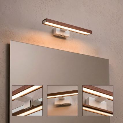 Brilagi - LED-подсветка зеркала для ванной 3 в 1 WOODY MIRROR LED/8W/230V 40 cm IP44 белый/дуб-вишня
