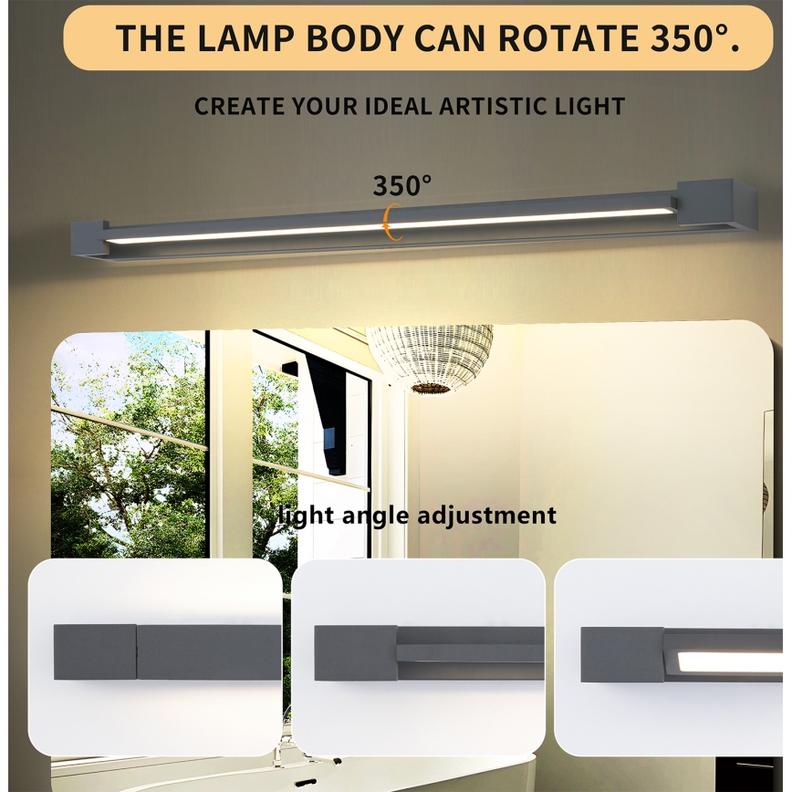 Brilagi - LED-подсветка зеркала для ванной AQUA LINE LED/24W/230V 90 см IP44 антрацит CRI 90