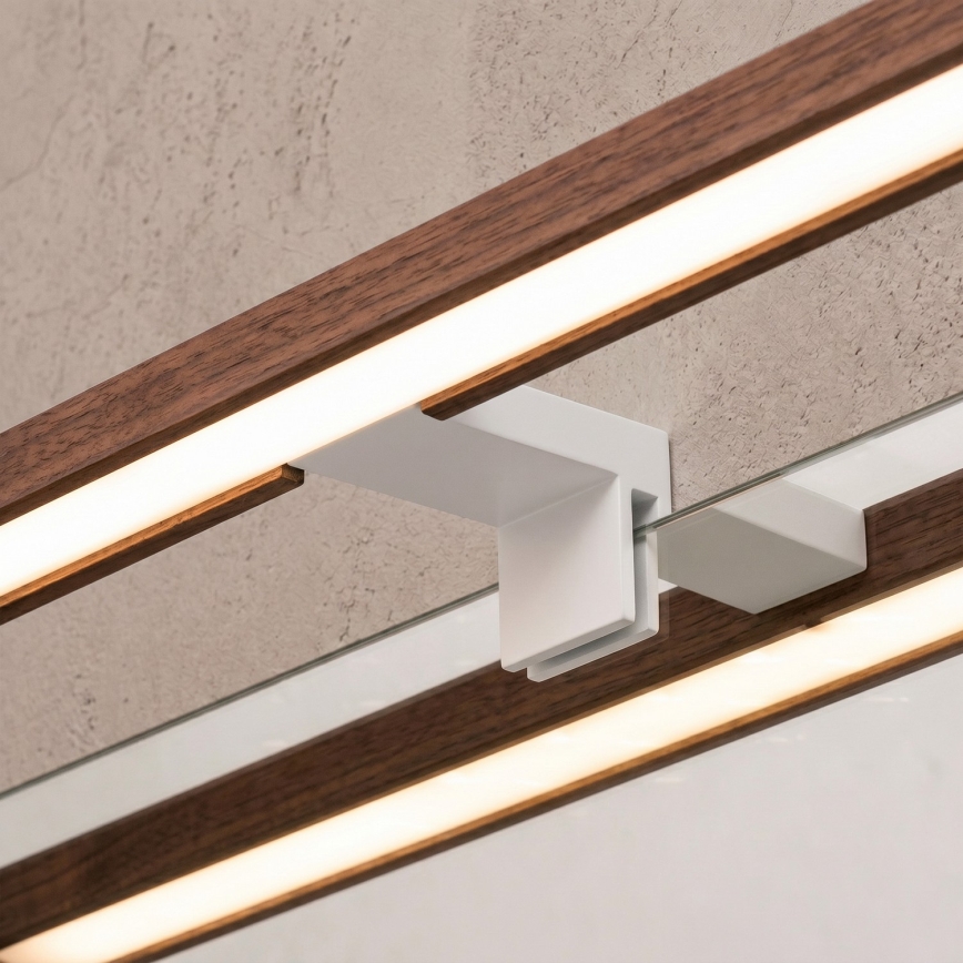 Brilagi - LED-освещение для зеркала в ванную WOODY MIRROR 3-в-1, 15 Вт/230 В, 80 см, IP44, белый/дуб вишня