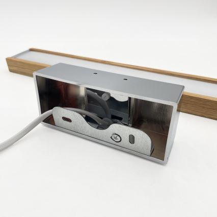 Brilagi - LED-подсветка зеркала для ванной WOODY MIRROR 3в1 LED/8W/230V 40 см IP44 глянцевый хром/дуб