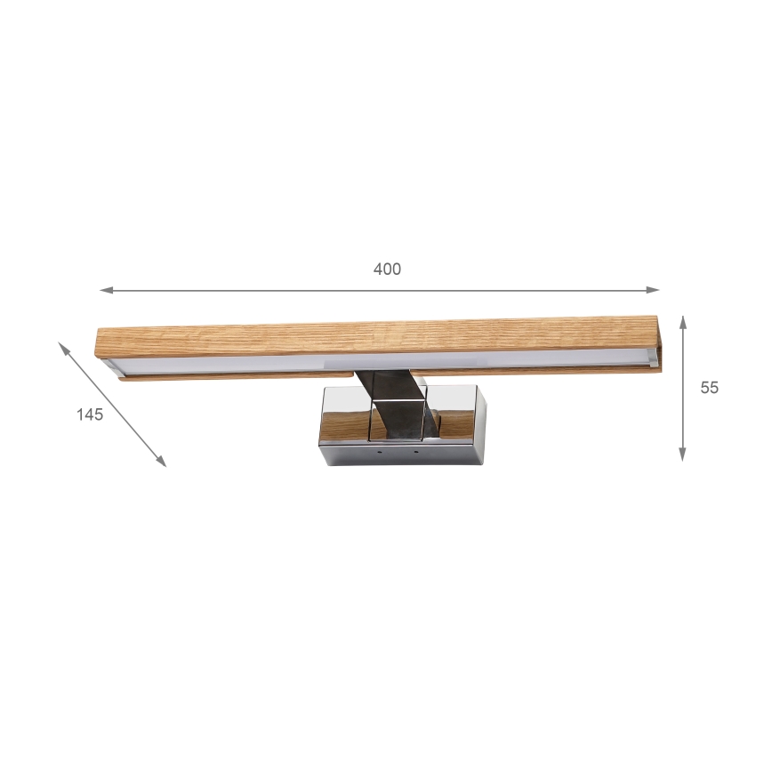 Brilagi - LED-подсветка зеркала для ванной WOODY MIRROR 3в1 LED/8W/230V 40 см IP44 глянцевый хром/дуб