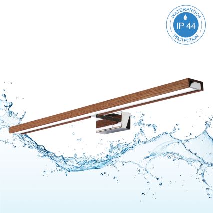 BRILAGI - Світлодіодне освітлення дзеркала для ванної кімнати 3 в 1 WOODY MIRROR LED/15W/230V 80 cm IP44 глянцевий хром/вишневий дуб