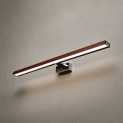 BRILAGI - Світлодіодне освітлення дзеркала для ванної кімнати 3 в 1 WOODY MIRROR LED/15W/230V 80 cm IP44 глянцевий хром/вишневий дуб