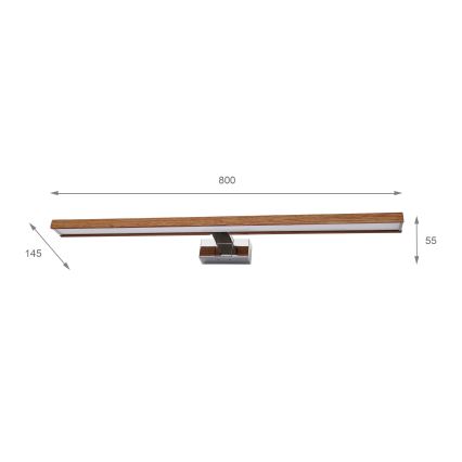 BRILAGI - Світлодіодне освітлення дзеркала для ванної кімнати 3 в 1 WOODY MIRROR LED/15W/230V 80 cm IP44 глянцевий хром/вишневий дуб