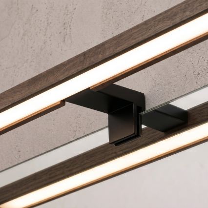 Brilagi - LED освітлення дзеркала для ванної 3 в 1 WOODY MIRROR LED/8W/230V 40 cm IP44 чорний/дуб горіх