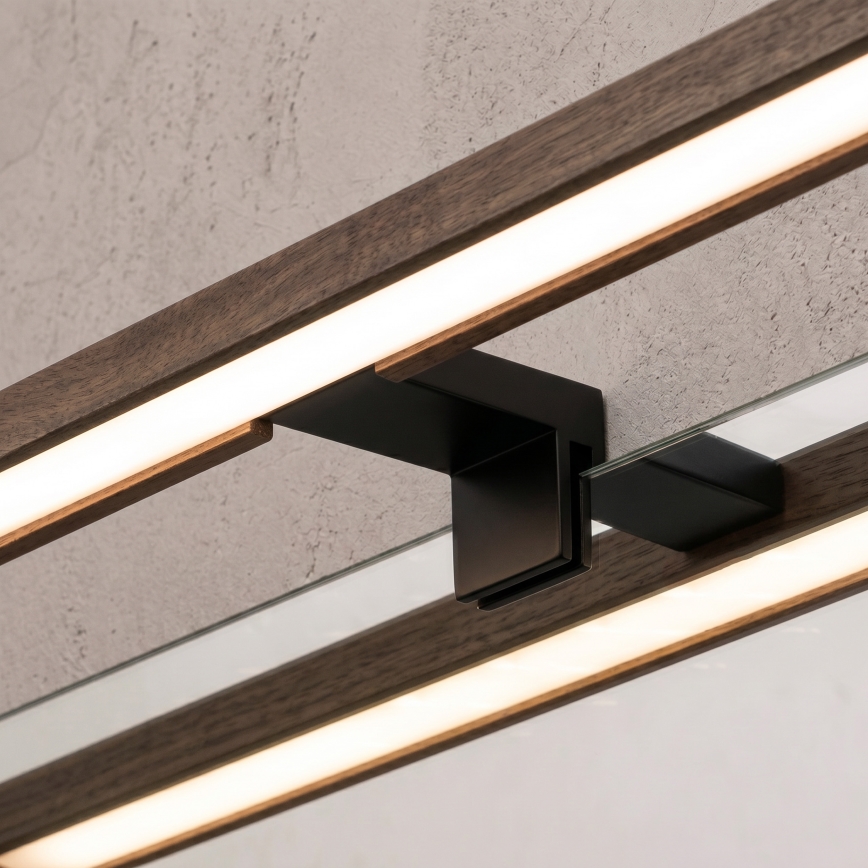 Brilagi - LED освітлення дзеркала для ванної 3 в 1 WOODY MIRROR LED/8W/230V 40 cm IP44 чорний/дуб горіх
