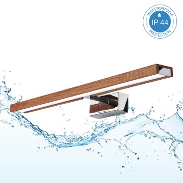 Brilagi - LED-освітлення для дзеркала у ванній WOODY MIRROR 3 в 1 LED/12W/230V 60 cm IP44 глянцевий хром/дуб вишня