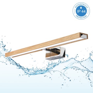 Brilagi - LED-освітлення для дзеркала у ванній WOODY MIRROR 3v1 LED/12W/230V 60 см IP44 глянцевий хром/дуб