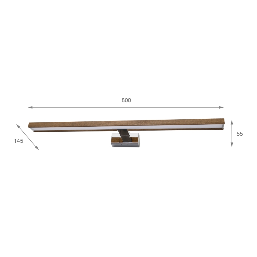 BRILAGI - LED-підсвічування дзеркала для ванної кімнати WOODY MIRROR 3v1 LED/15W/230V 80 cm IP44 глянцевий хром/дуб-горіх