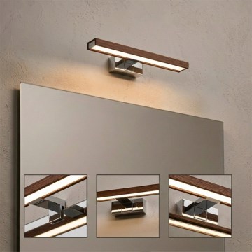 BRILAGI - LED освітлення для дзеркала ванної кімнати 3-в-1 WOODY MIRROR LED/8W/230V 40 см IP44 глянцевий хром/дуб черешня