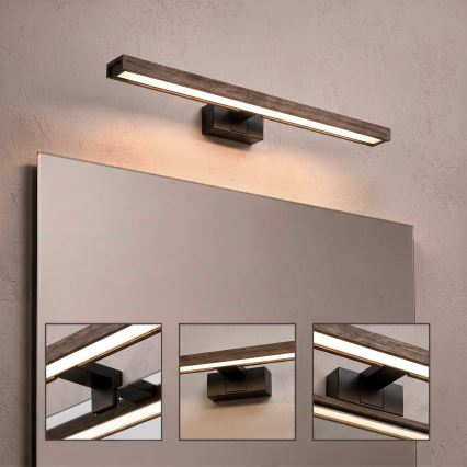Brilagi - LED-освітлення дзеркала для ванної кімнати 3-в-1 WOODY MIRROR LED/12W/230V IP44 чорний/дуб-горіх