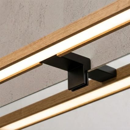Brilagi - LED-освітлення для дзеркала у ванній кімнаті 3-в-1 WOODY MIRROR LED/12 Вт/230 В 60 см IP44 чорний/дуб