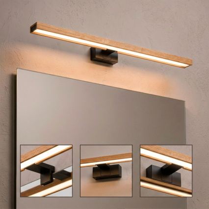 Brilagi - LED-підсвітка дзеркала для ванної кімнати 3-в-1 WOODY MIRROR LED/15W/230V 80 cm IP44 чорний/дуб