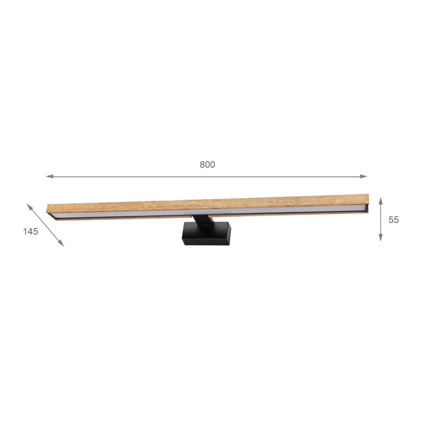 Brilagi - LED-підсвітка дзеркала для ванної кімнати 3-в-1 WOODY MIRROR LED/15W/230V 80 cm IP44 чорний/дуб