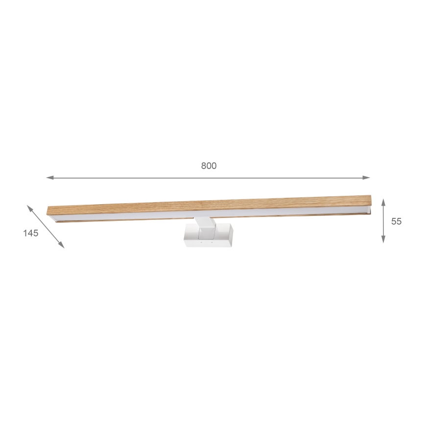 Brilagi - LED-підсвітка дзеркала для ванної 3-в-1 WOODY MIRROR LED/15W/230V 80 cm IP44 білий/дуб