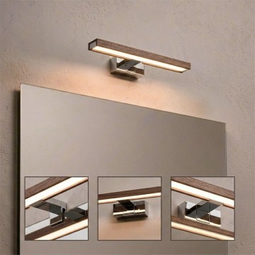 BRILAGI - LED-освітлення дзеркала для ванної 3в1 WOODY MIRROR LED/8W/230V 40 cm IP44 блискучий хром/дуб-горіх
