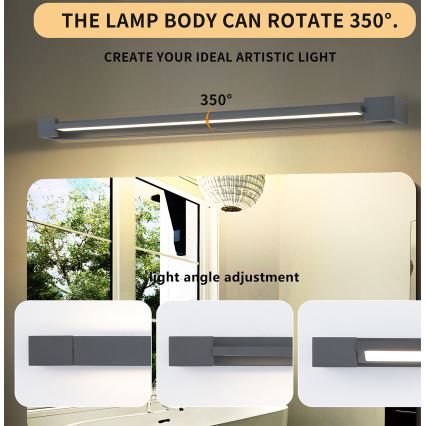 Brilagi - LED-підсвічування дзеркала для ванної кімнати AQUA LINE LED/24 Вт/230 В 90 см IP44 антрацит CRI 90