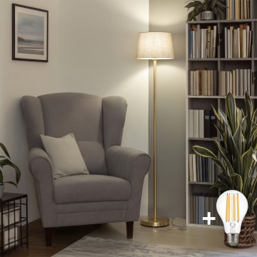 BRILAGI - LED підлогова лампа CERIA 1xE27/20W/230V діам. 30 см сірий/золотистий