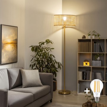 BRILAGI - LED-підлогова лампа CERIA 1xE27/20W/230V Ø 25 см бамбук/золота