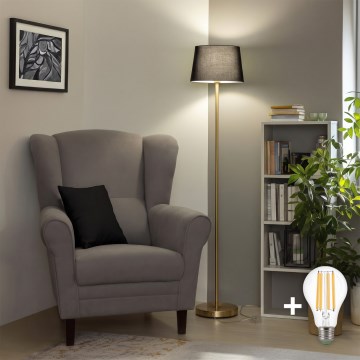 BRILAGI - LED підлогова лампа CERIA 1xE27/20W/230V Ø 30 см чорна/золота