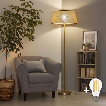 BRILAGI - LED підлогова лампа CERIA 1xE27/20W/230V Ø 50 см бежева/золота