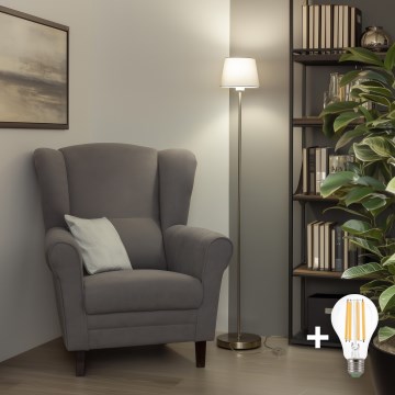 Brilagi - LED підлогова лампа CERIA 1xE27/40W/230V діаметр 20,5 см сірий/матовий хром