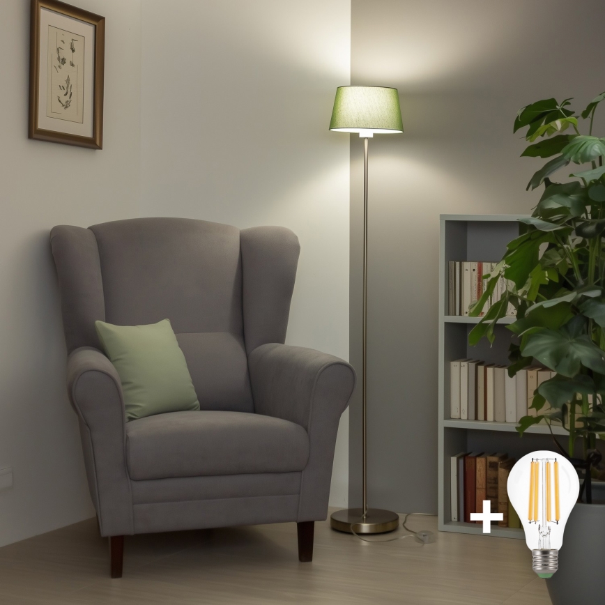 Brilagi - LED підлогова лампа CERIA 1xE27/40W/230V, діаметр 25 см, зелений/матовий хром