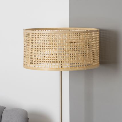 Brilagi - LED-підлогова лампа CERIA 1xE27/40W/230V діаметр 40 см бамбук/матовий хром