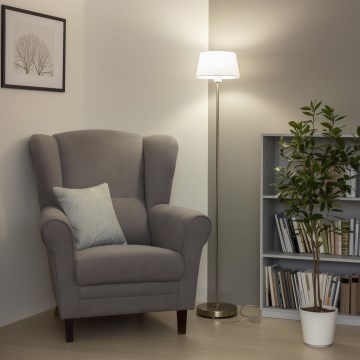 Brilagi - LED підлогова лампа CERIA 1xE27/40W/230V Ø 25 см біла/матовий хром