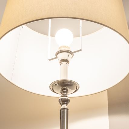 Brilagi - LED підлогова лампа CERIA 1xE27/60W/230V діаметр 45 см глянцевий хром/бежевий