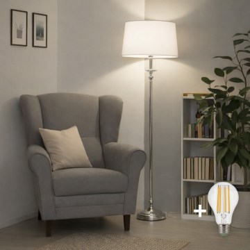 Brilagi - LED підлогова лампа CERIA 1xE27/60W/230V діаметр 45 см глянцевий хром/білий