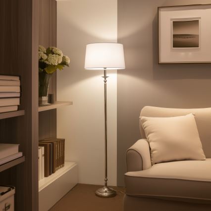 Brilagi - LED підлогова лампа CERIA 1xE27/60W/230V діаметр 45 см глянцевий хром/білий