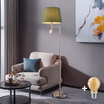 BRILAGI - LED Підлогова лампа CERIA 1xE27/60W/230V + LED/2,1W, діаметр 45 см, матовий хром/зелений