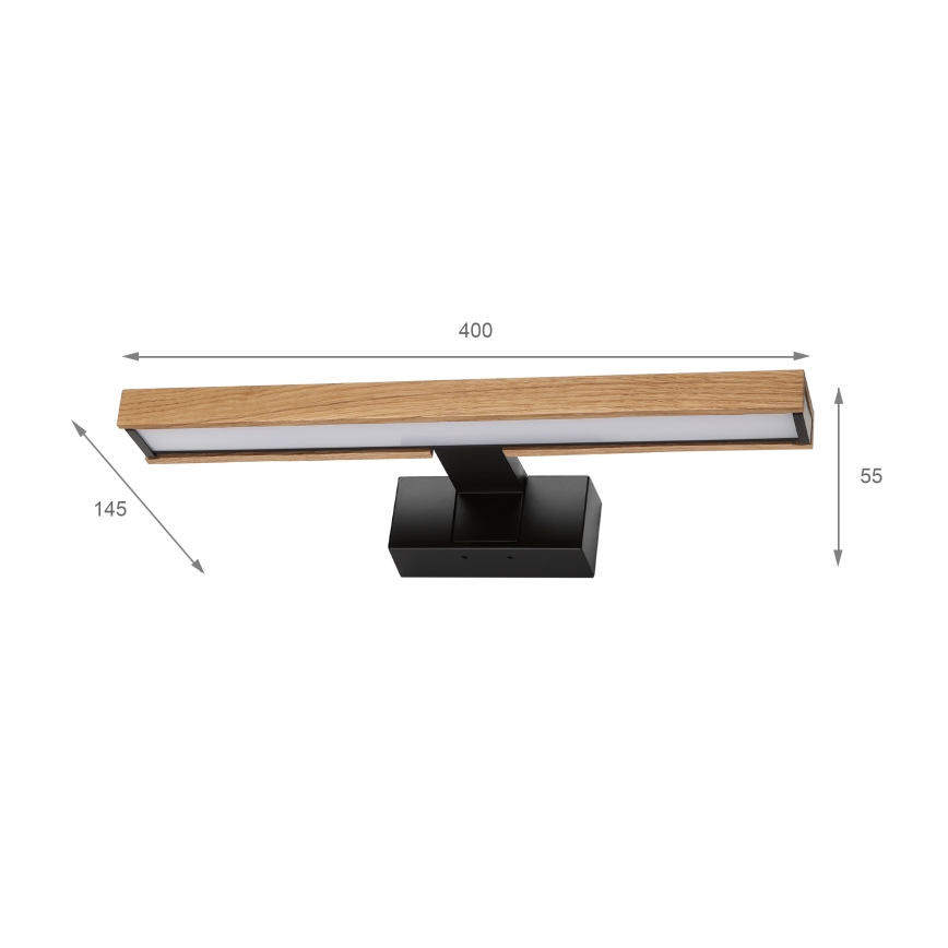 Brilagi - LED-підсвітка дзеркала для ванної 3-в-1 WOODY MIRROR LED/8W/230V IP44 чорний/дуб