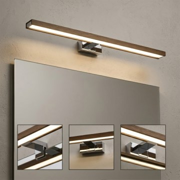 BRILAGI - LED-підсвічування дзеркала для ванної кімнати WOODY MIRROR 3v1 LED/15W/230V 80 cm IP44 глянцевий хром/дуб-горіх