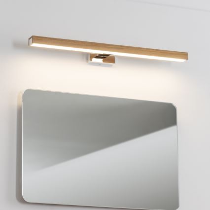 Brilagi - LED Підсвітка для дзеркала для ванної WOODY MIRROR LED/12W/230V 60 см IP44 дуб/глянцевий хром