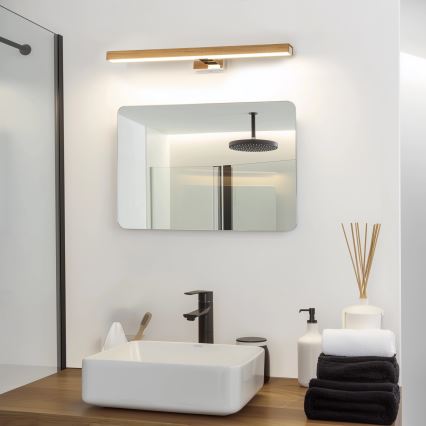 Brilagi - LED Підсвітка для дзеркала для ванної WOODY MIRROR LED/12W/230V 60 см IP44 дуб/глянцевий хром