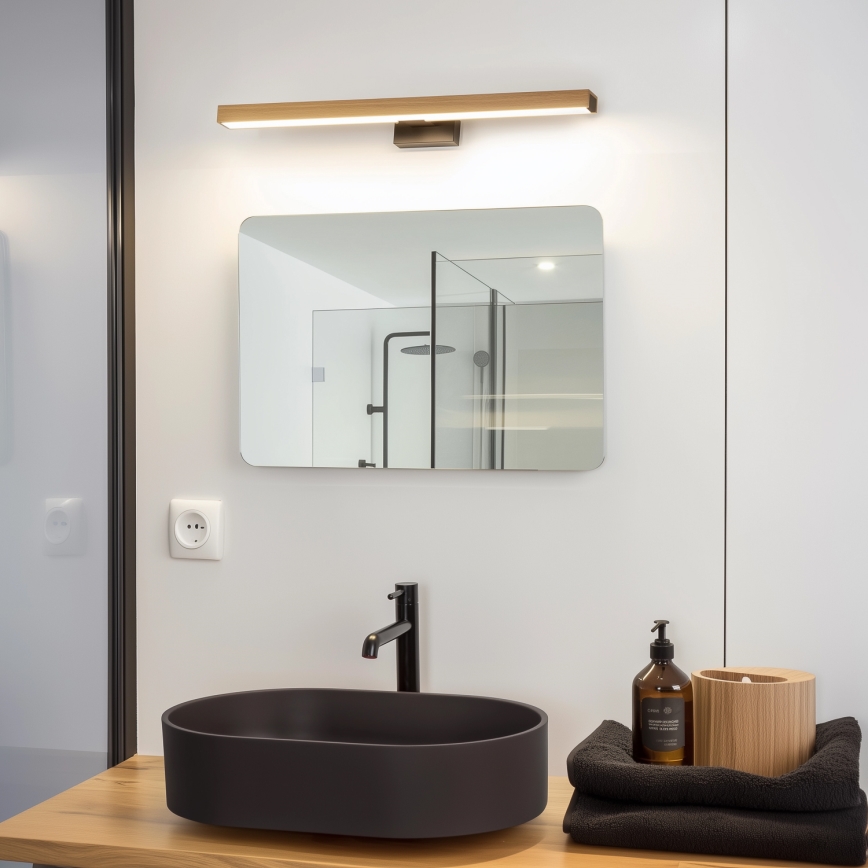 Brilagi - LED Підсвітка для дзеркала для ванної WOODY MIRROR LED/12W/230V 60 см IP44 дуб/чорний