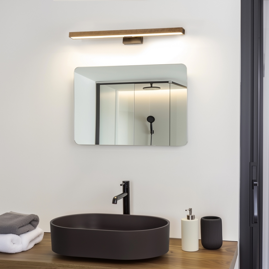 Brilagi - LED Підсвітка для дзеркала для ванної WOODY MIRROR LED/12W/230V 60 см IP44 дуб волоський горіх/чорний