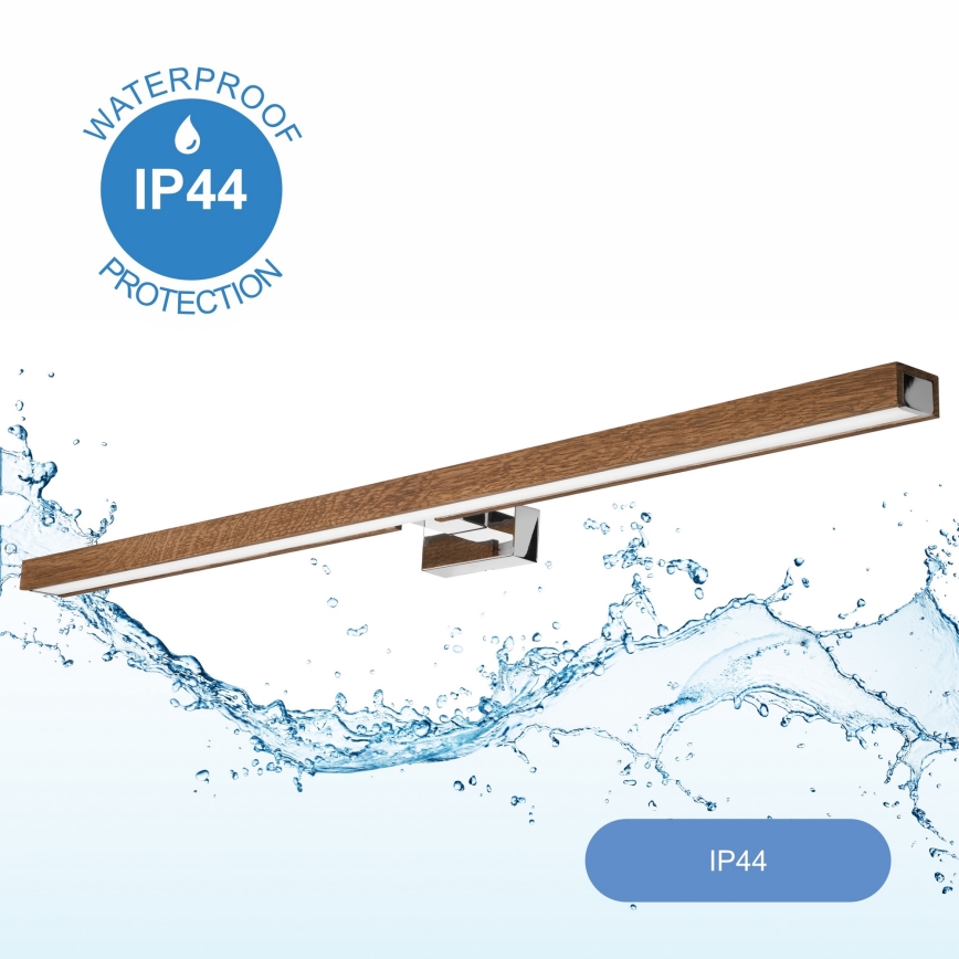 Brilagi - LED Підсвітка для дзеркала для ванної WOODY MIRROR LED/15W/230V 90 см IP44 дуб вишня/глянцевий хром