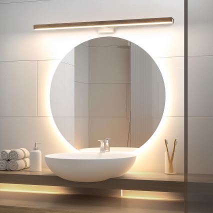 Brilagi - LED Підсвітка для дзеркала для ванної WOODY MIRROR LED/15W/230V 90 см IP44 дуб волоський горіх/білий