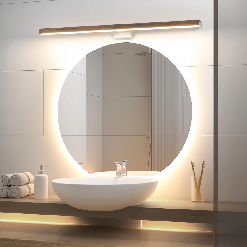 Brilagi - LED Підсвітка для дзеркала для ванної WOODY MIRROR LED/15W/230V 90 см IP44 дуб волоський горіх/білий