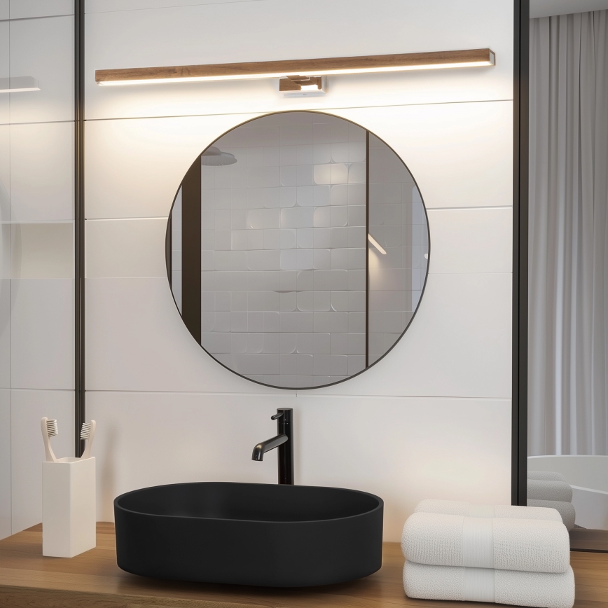 Brilagi - LED Підсвітка для дзеркала для ванної WOODY MIRROR LED/15W/230V 90 см IP44 дуб вишня/глянцевий хром