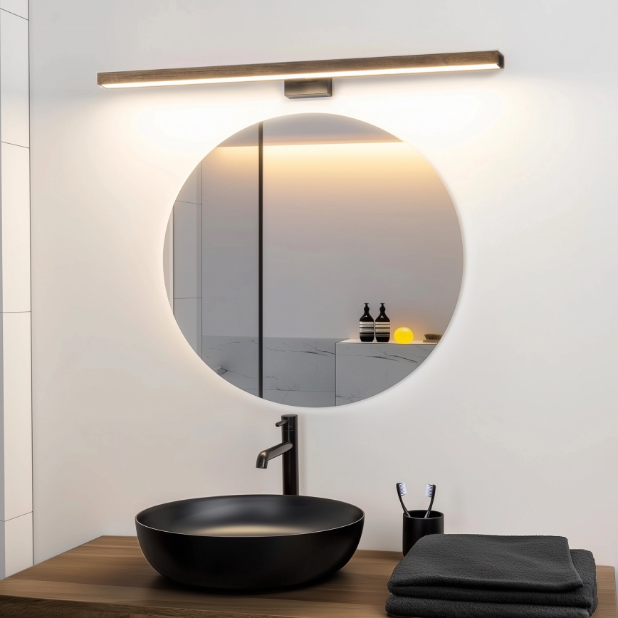 Brilagi - LED Підсвітка для дзеркала для ванної WOODY MIRROR LED/15W/230V 90 см IP44 дуб волоський горіх/чорний