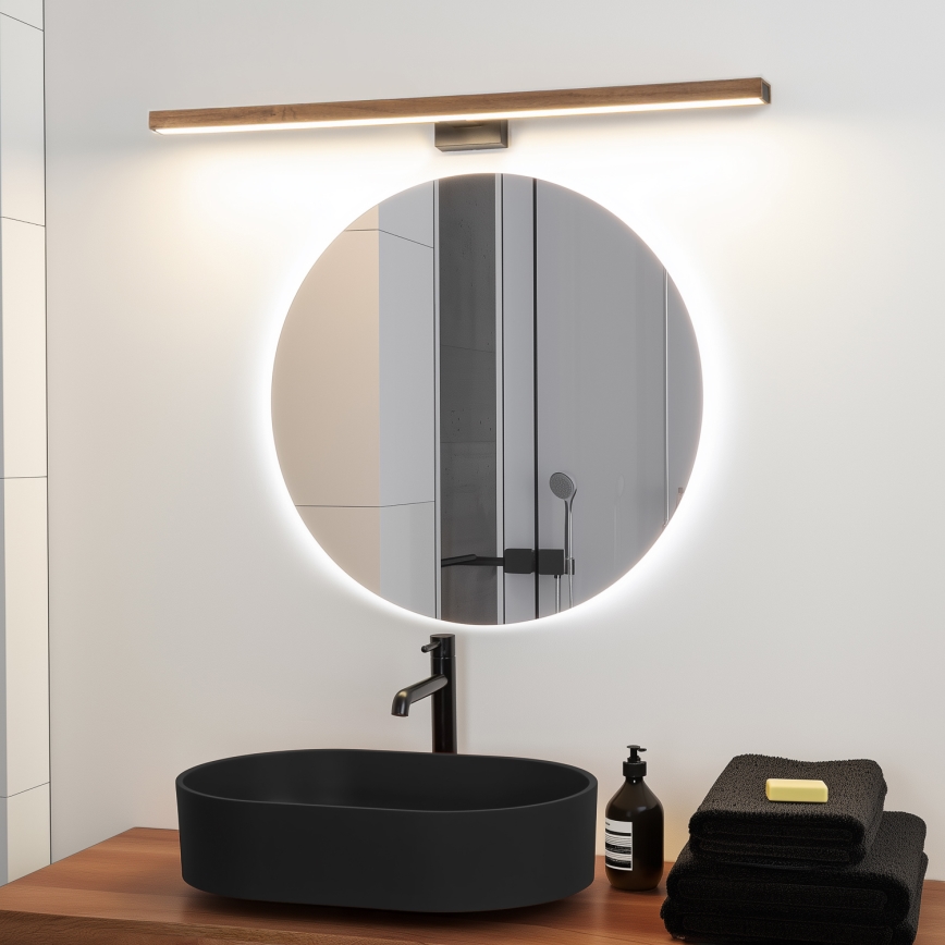 Brilagi - LED Підсвітка для дзеркала для ванної WOODY MIRROR LED/15W/230V 90 см IP44 дуб вишня/чорний